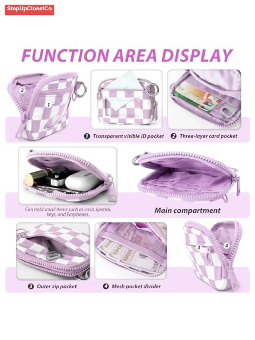 Wristlet Keychain Wallet for Women, Small Nylon Change Purse with Detachable